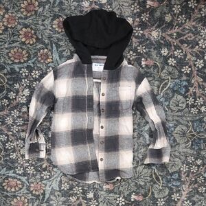 Old Navy Kids Plaid Button Down with Black Hood